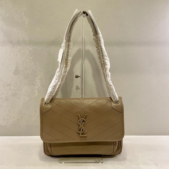 NWT SAINT LAURENT Monogram Medium Niki Shoulder Bag Dark Beige - Picture 2 of 16